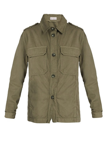 Patch-pocket twill military jacket